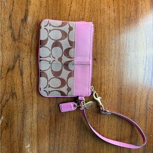 Coach Pink and Brown Wristlet